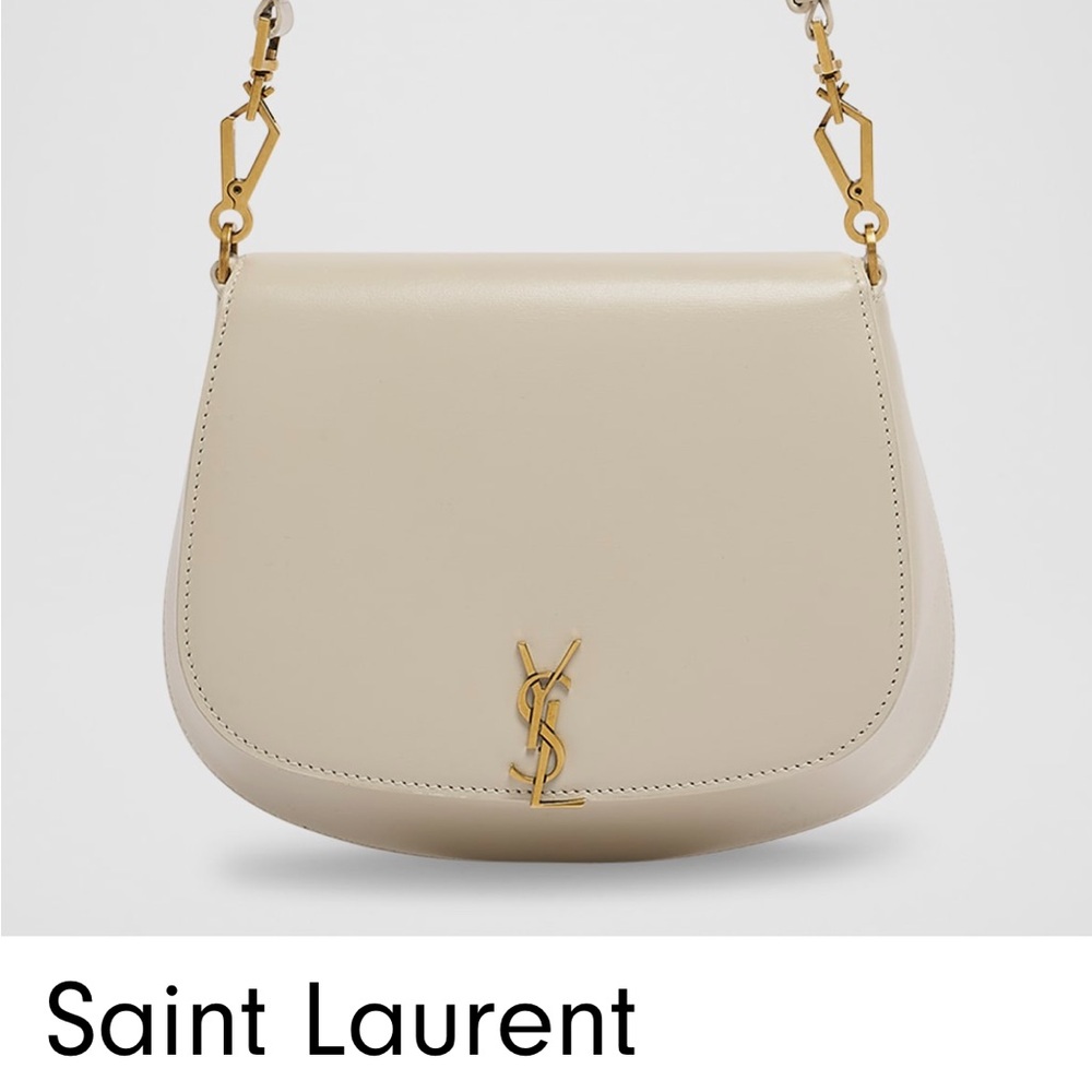 Saint Laurent Cream Shoulder Bag with Gold Hardware